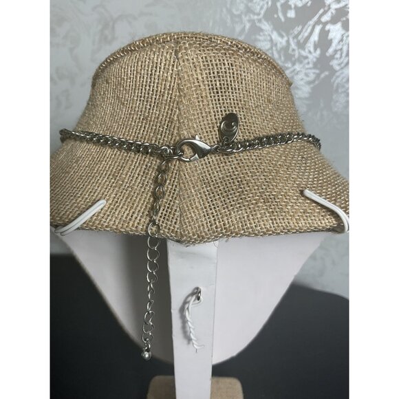 Charming Charlie Statement Necklace With Purple Stones & Iridescent Teardrop Cha - Picture 3 of 4